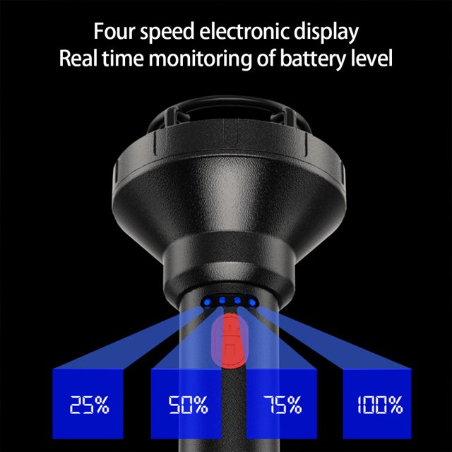 Linterna LED de mano con brújula linterna superbrillante carga USB luz de antorcha portátil pantalla de potencia para acampar y hacer senderismo