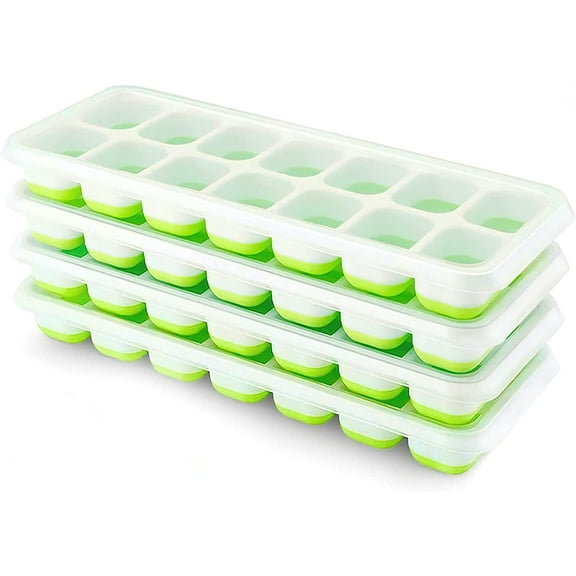Stackable Ice Cube Tray with Lid, Set of 3, BPA-Free Silicone, Easy-Release Molds for Drinks & Baby Food