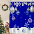 thumbnail image 3 of Merry Christmas Shower Curtain Blue Silver Xmas Balls Snowflake Winter Snow Happy New Year Festival Decor Fabric Bathroom Curtain with Hook, 3 of 4