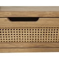 thumbnail image 4 of DecMode 47" x 18" Brown Wooden 1 Shelf Coffee Table with 2 Cane Front Drawers and Gray Metal Frame, 1-Piece, 4 of 13
