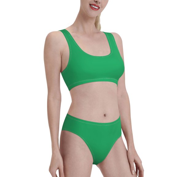 Picia Forestgreen Women's High Waisted Bikini Scoop Neck Swimsuit Two Pieces Bathing Suit-Small