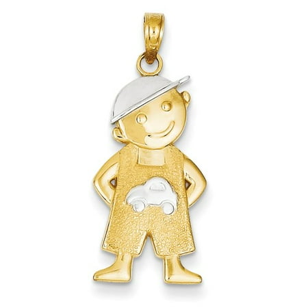 14K Yellow Gold and Rhodium Boy w/ hand in Pockets Pendant