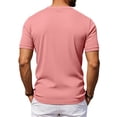 thumbnail image 6 of YODETEY Men’s Ribbed Knit Short Sleeve Henley T-Shirt,Big and Tall Pink,Size S-3XL, 6 of 8