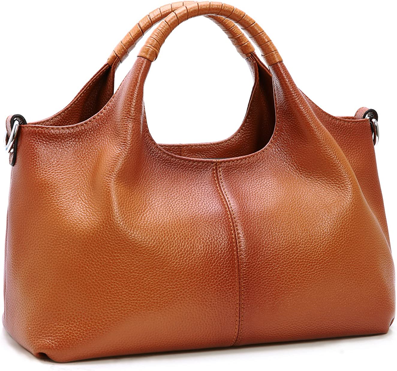 Mostdary Women Satchels Genuine Leather Top Handle Handbags Large Work Tote Shoulder Bags Crossbody Purses Brown