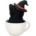 thumbnail image 4 of Witching Hour Halloween Black Cat with Witch Hat In Tea Cup Pet Pal Figurine, 4 of 4