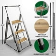 thumbnail image 2 of Sorfey 3-Step Folding Step Ladder Slim, Aluminum Foldable Step Stool, Silver, 2 of 5