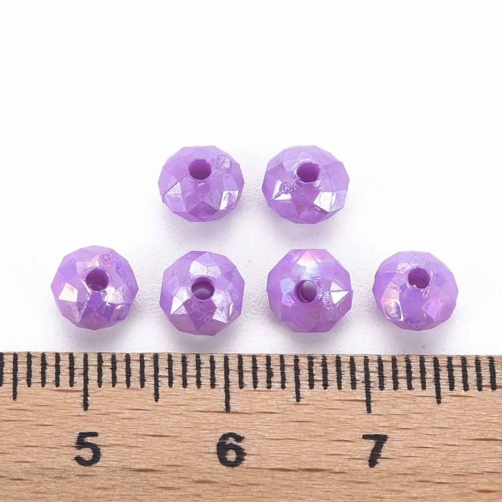 500gs Opaque Acrylic Beads AB color Plated Faceted Rondelle Blue Violet 6mm Hole: 1.5mm about 6200pcs/500g.