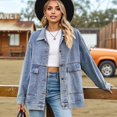 thumbnail image 2 of Women'S Button-Down Vintage Ripped Blue Denim Jacket XXL, 2 of 8