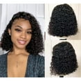 thumbnail image 3 of Dengmore Small Roll Front Lace Mesh Button Mesh Wrap Stick Soft, Human Hair Wig, Deep Wavy Lace Front Wig, Pre Combed HD Front Black Female Curly Wig, Wigs for Daily Party 12 Inch, 3 of 5