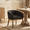 Black, variant on 1-Piece Mid-Century Modern Upholstered Dining Chair, Curved Back Barrel Accent Chair with Arms, Natural Rubberwood Frame Linen Kitchen Chair for Dining Room, Living Room, Bedroom