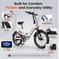 thumbnail image 6 of MOONCOOL Folding Electric Bike for Adults, 1200W 85Nm Motor , 48V 14Ah Battery, 20" Fat Tire Ebike w/ MIK Rack, Full Suspension, Hydraulic Disc Brakes, 7-Speed, Torque & Cadence Dual Sensor,20 MPH, 6 of 10