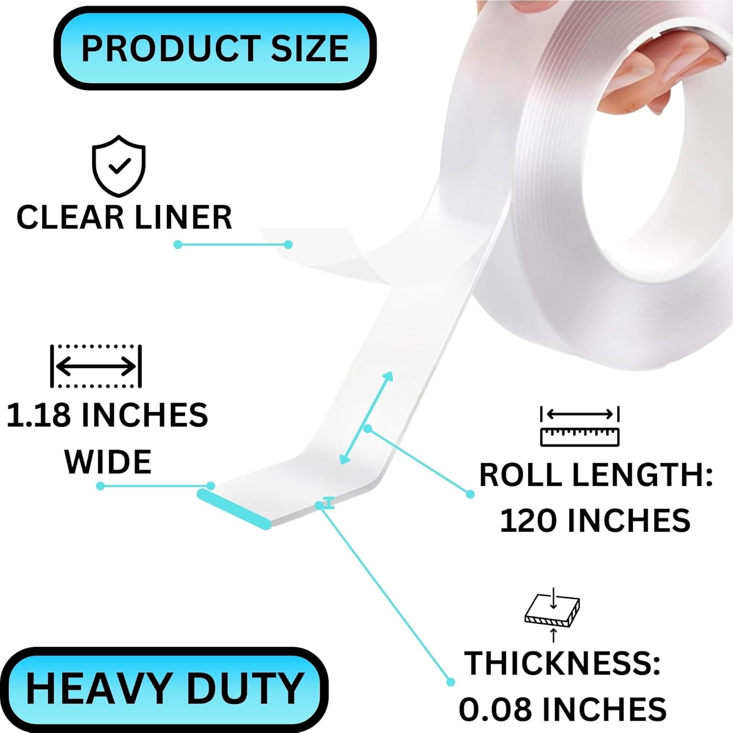 Double-sided powerful nano double-sided tape, strong adhesion, used for hanging charts, posters, wall stickers, office, classroom decoration, transparent removable adhesive tape, 20 feet long