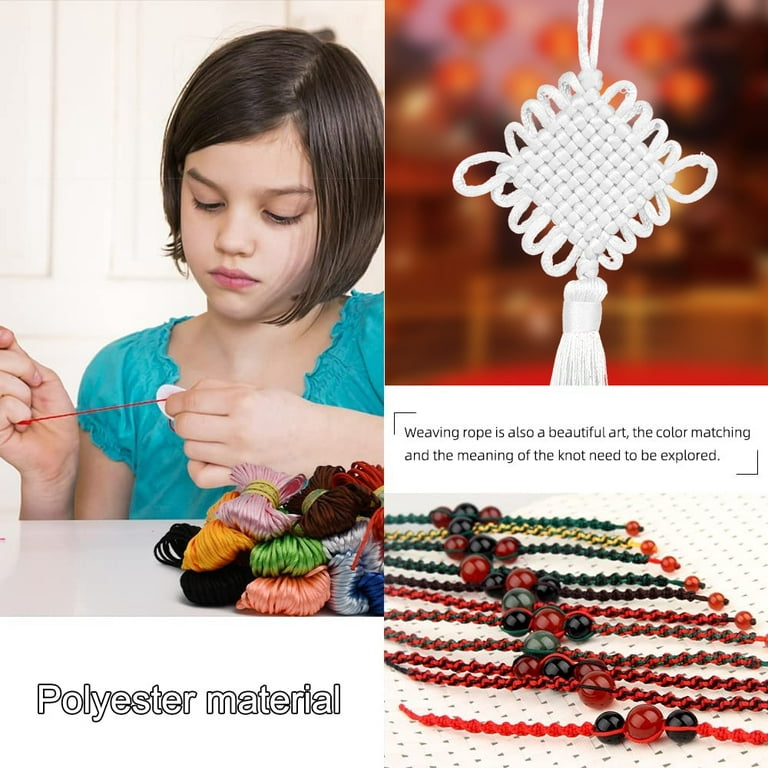 Mandala Crafts Nylon Satin Cord - Nylon Cord for Jewelry Making Beading -  Braided Nylon Satin String Red Nylon String for Bracelets Rattail Trim  Chinese Knot 