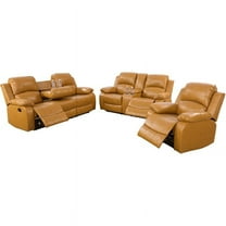 Lifestyle Furniture Ashland 3-Pieces Recliner PU Sofa Set in Ginger