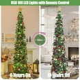 thumbnail image 3 of HMASYO 6 FT Pop Up Christmas Tree with 100 LED Lights & Remote, Green Christmas Tinsel Tree, Collapsible Artificial Pencil Tree for Home Office Party Decor, USB Powered Timer Lights, Easy Assembly, 3 of 8
