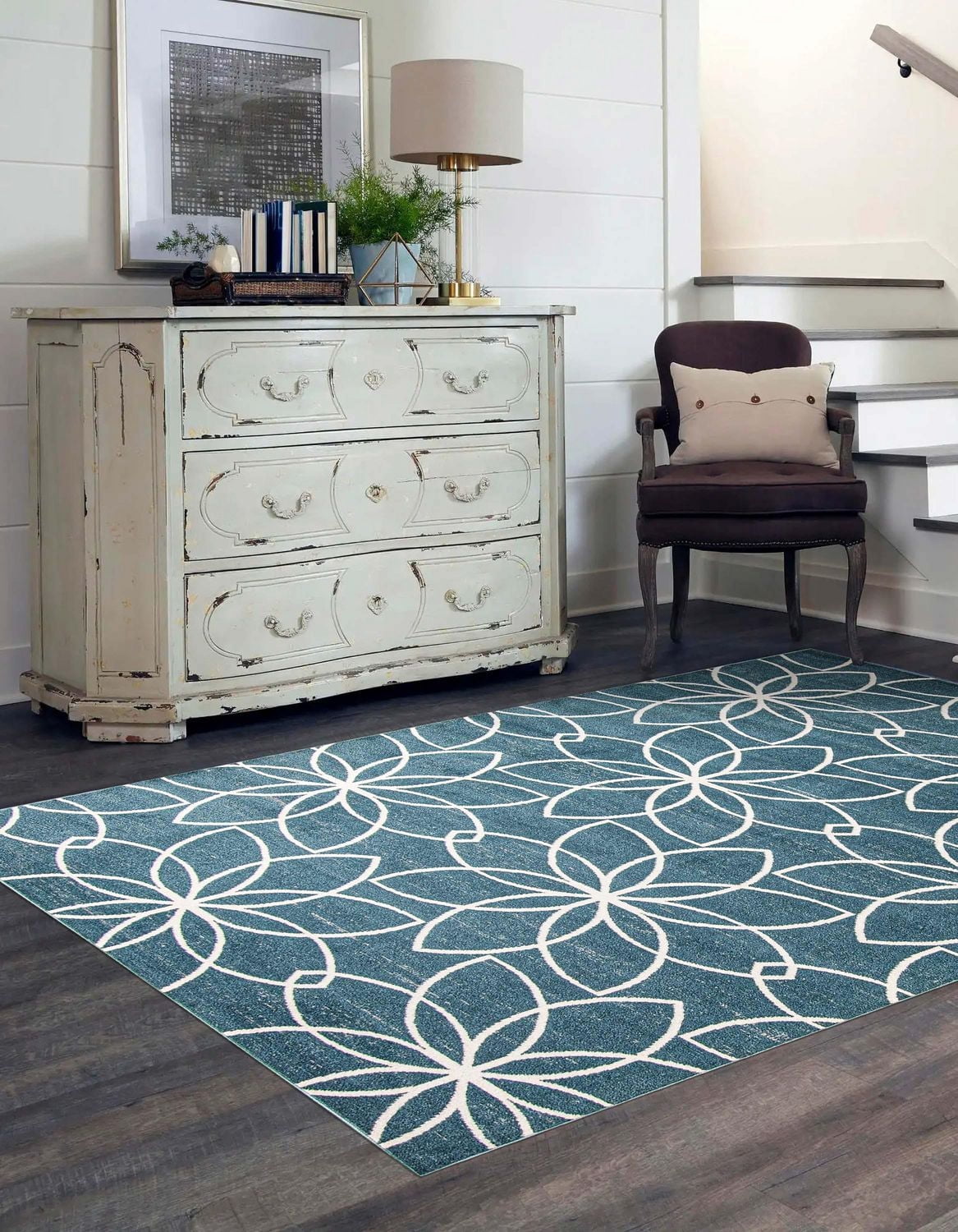 ECARPET Washable Floral Area Rug & Runner for Bedroom, Living Room, Kids Hallway