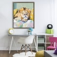 thumbnail image 3 of Stupell Industries Cottage Sleeping Lion on Pastel Pillows Brown Floating Frame Canvas Art, 25 x 31, by The Prints Vibe, 3 of 8