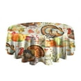 thumbnail image 5 of Happy Thanksgiving Turkey Fall Leaves Pumpkin Round Tablecloth 60" X 60",Wrinkle Wipeable Table Cloth for Kitchen Dining Room Picnic Patio Party, 5 of 6