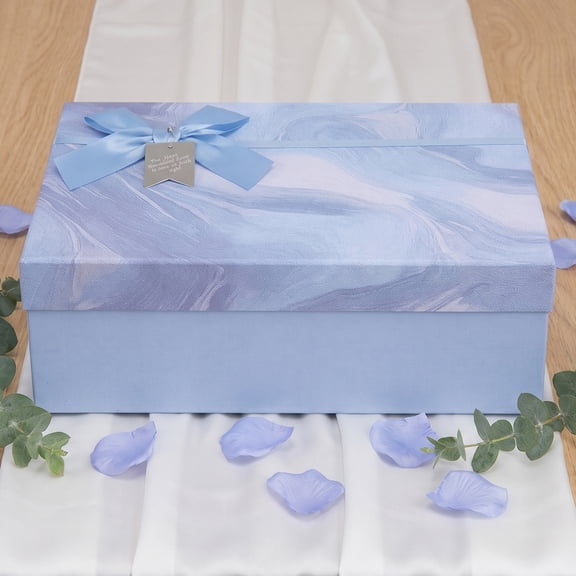 Unique Bargains Luxurious Premium Gift Box with Ribbon Bow Blue 7.5" x 5.1" x 2.4"