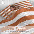 thumbnail image 4 of 3 Piece Orange Stripes Duvet Cover Set Queen Size, Microfiber Comforter/Quilt Cover with Corner Ties and 2 Pillowcases, Simple Orange White Texture All Season Soft Bedding with Zipper Closure, 4 of 8