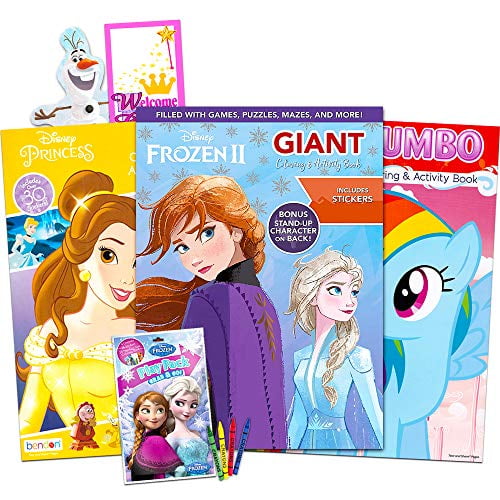Colouring Book Mega stories Disney Avengers Princess Batman Frozen Pony and more 
