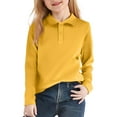 thumbnail image 2 of Boys Long Sleeve Pique Polo, School Uniform 6-10 Years, Comfortable, Button Closure​ Yellow 140, 2 of 3