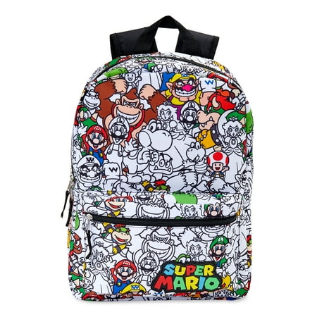 Nintendo Super Mario All over Print White Kids' Backpack