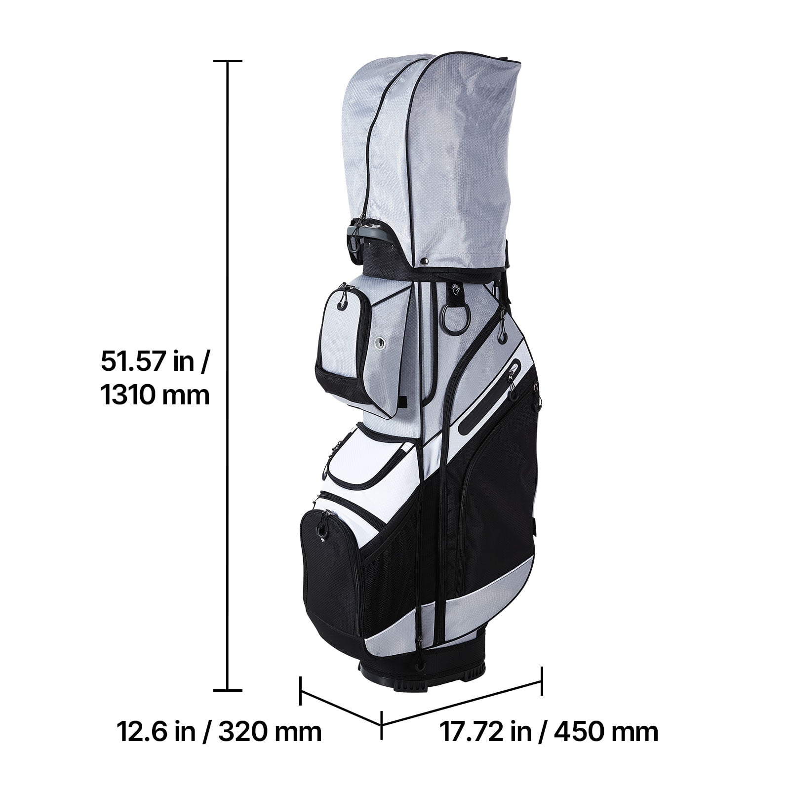 VEVOR Golf Cart Bag, 14 Way Top Divider Organizer, Golf Club Bag with Full-length Divider, Handles, Storage Pockets, Shoulder Strap, Rain Hood, Smooth Zippers, Lightweight Polyester for Men & Women