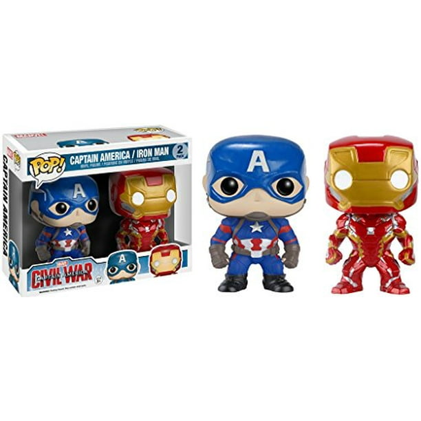 Onbemand spijsvertering beklimmen Funko Pop Captain America Civil War Exclusive 2-Pack With Cap and Iron Man  - Walmart.com