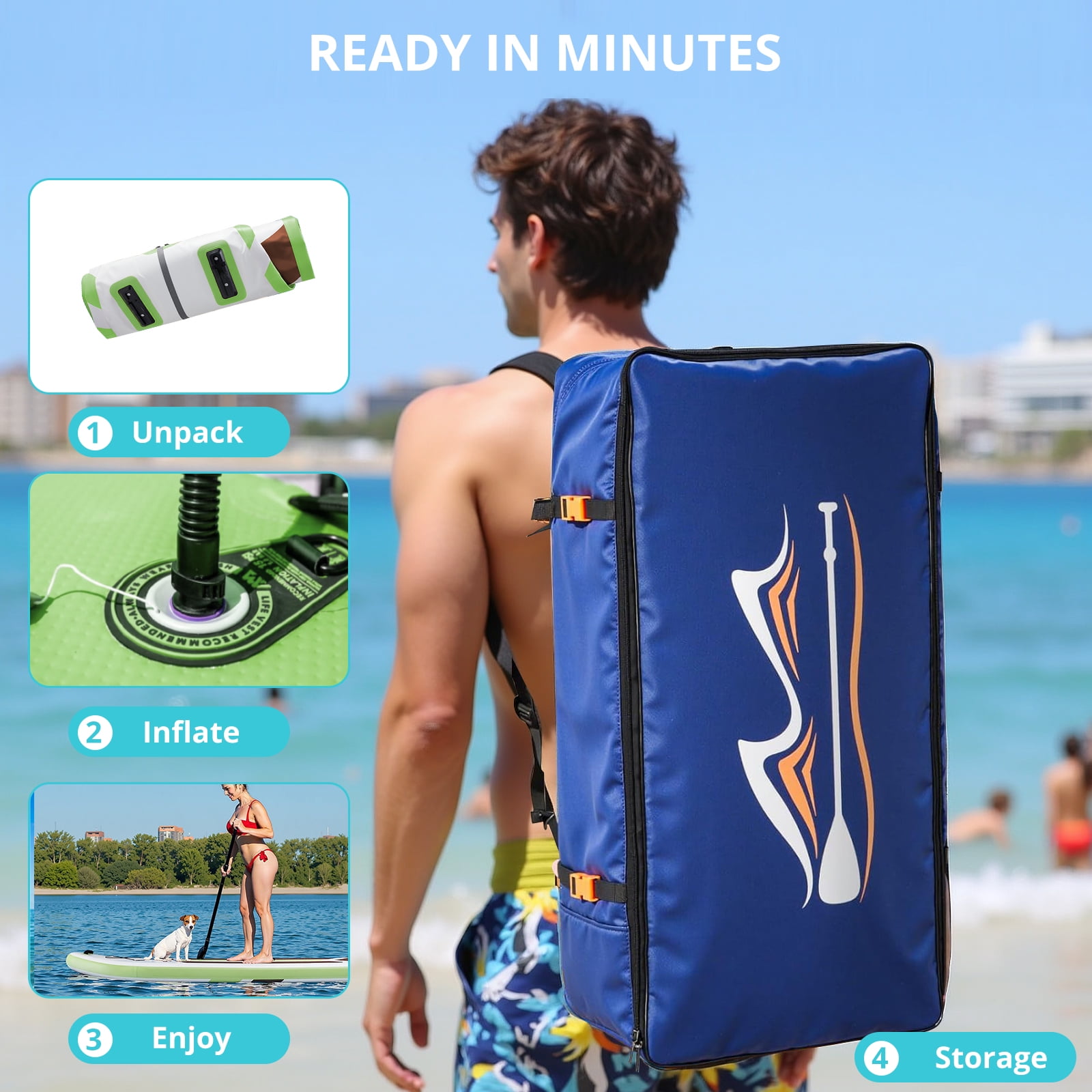 Inflatable Stand Up Paddle Board with Premium SUP Paddleboard Accessories,2-in-1 Paddle for Adults,Orange
