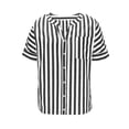 thumbnail image 5 of BLVB Button down Shirts for Women Short Sleeve Summer Tops V Neck Striped Blouses Business Dressy Casual Outfits, 5 of 7