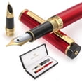 thumbnail image 1 of Pluma Estilográfica Dryden Designs - Plumillas Mediana y Fina | Incluye Caja de Lujo, Cartuchos de Tinta - 3 Negros 3 Azules y Convertidor para Recarga de Tinta - Rojo Real, 1 of 8