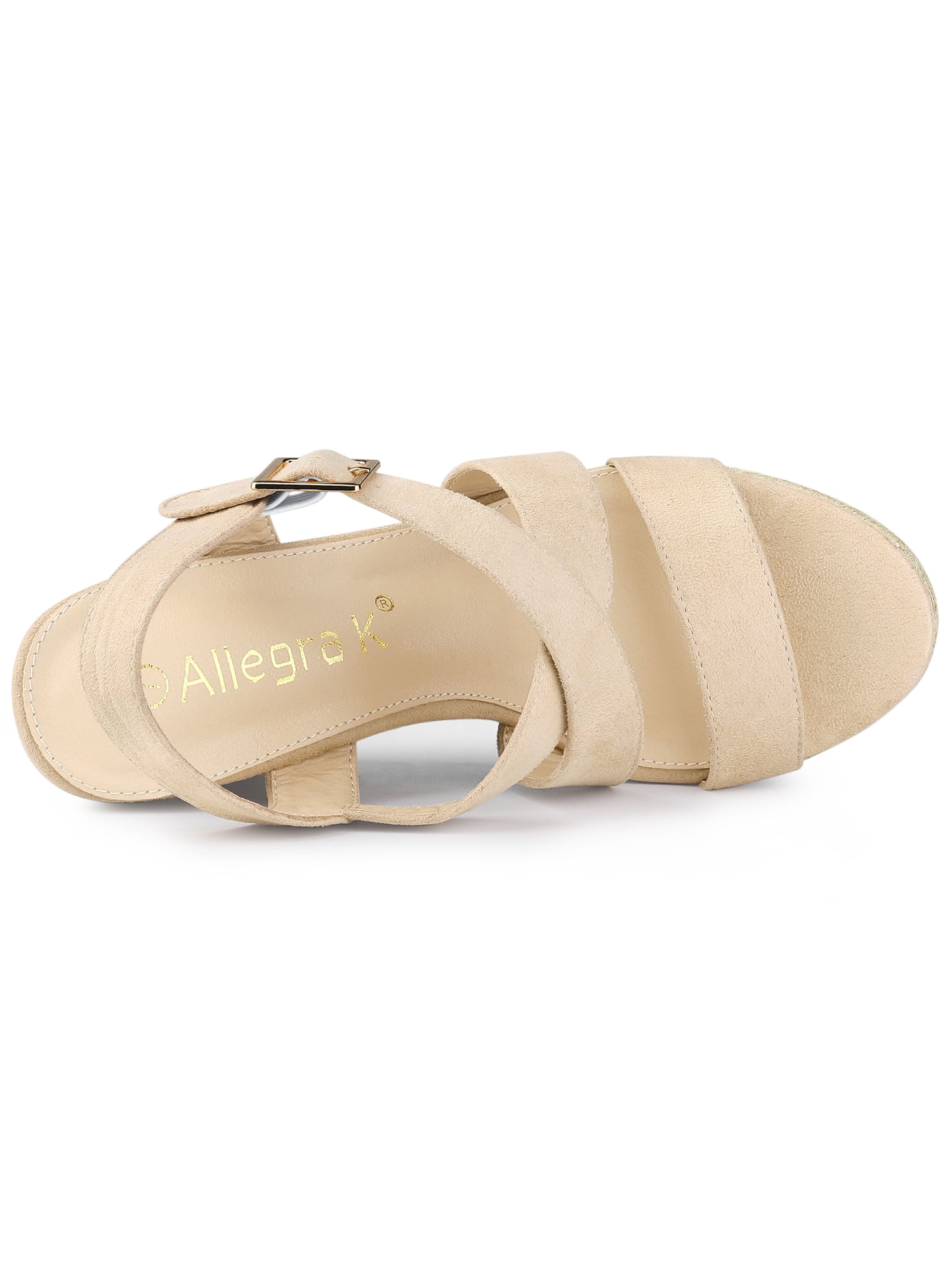 DARING DIVA Women's Stylish Espadrilles Platform Slingback Wedges Sandals Beige 8.5