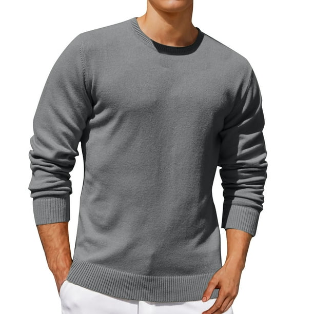 pstuiky Camisas casuales de manga larga para hombre, Suéter de color sólido para hombre, cuello redondo, manga larga, capa inferior para la cabeza camisetas de hombre xl