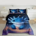 thumbnail image 2 of Feelyou 3D Blue Axolotl Full Size Comforter Sets, Mystic Glitter Stars Galaxy Bedding Comforter Set, Kawaii Dreamy Animal Reversible Bedding Sets, Luxury Bedroom Decor, 3pcs, 2 of 8