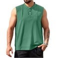thumbnail image 2 of Yertdoel Men's Tank Tops Solid Color Sleeveless Button Up V Neck T-shirts with Pockets Loose Soft Breathable Outdoor Running Summer Casual Tank Top, 2 of 5
