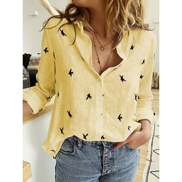Ocio blanco amarillo camisas botón solapa algodón Lino Top señora suelta manga larga camisa de gran tamaño Blusas de mujer otoño Blusas Tan Jianjun unisex