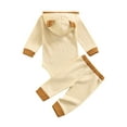 thumbnail image 3 of Qiylii 2Pcs Toddler Outfits, Splicing Hooded Long Sleeve Romper + Pants, 3 of 6