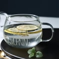 thumbnail image 3 of Tazas de café de vidrio con asa, transparentes, para té, capuchino, helados y bebidas. Letra Blanca, 3 of 8