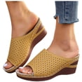 thumbnail image 3 of IUJSOY Womens Sandals Platform Peep Toe Wedge High Heel Slip on Boho Breathable Slides Shoes, 3 of 8
