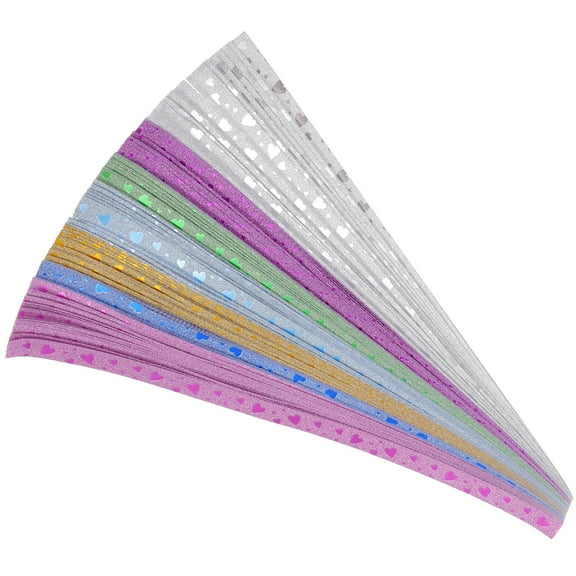 GOOHOCHY 140Pcs Origami Paper Strips Assorted Color Gold Glitter For Diy Projects Decoration Christmas Parties