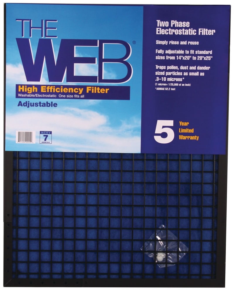 WEB Furnace AC Filter 25-in x 20-in x 1-in Washable Adjustable Air Filter 