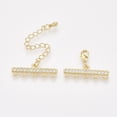 thumbnail image 2 of 5 set Brass Micro Pave Cubic Zirconia Chain Extender Necklace Layering Clasps with 5 Strands 10-Hole Ends and Lobster Claw Clasps Nickel Free Clear Real 18K golden Plated, 2 of 3