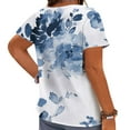 thumbnail image 2 of CLOOCL Women Blouse Blue Floral Printed Short Sleeve Shirt Plus Size Summer Tops, 2 of 6
