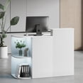 thumbnail image 4 of Advwin Modern Reception Desk with LED Light, Power Outlets, Lockable Drawer & Storage Shelves, Front Desk Counter Table for Office, Lobby, Spa, Nail Salon, White, 4 of 10