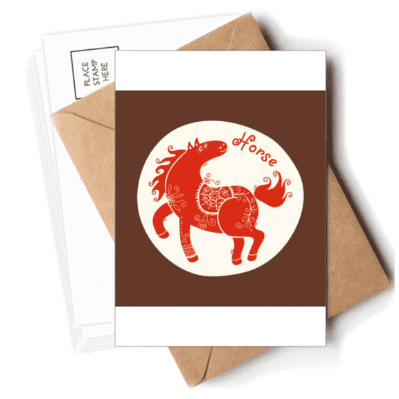 Year Of Horse Animal China Zodiac Red Postcards Envelopes Blank Note Cards Mailing