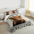 thumbnail image 3 of Homewish Highland Cattle 3 Pieces Queen Comforter Set for Kids Children Boys Girls,Rustic Cabin Ultra Soft Bedding Sets,Retro Vintage Bedding Comforter Set,Lightweight Room Decor, 3 of 8