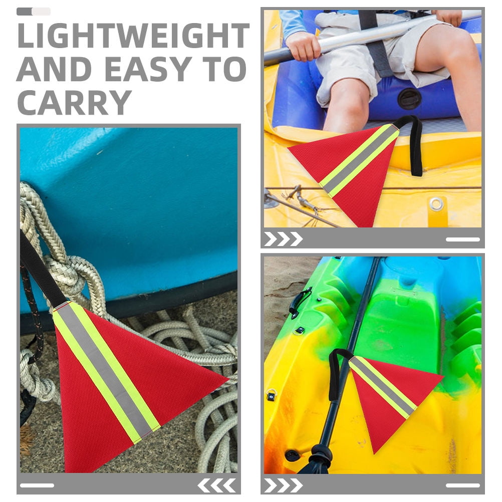 KONTONTY 3-Pack Kayak Reflective Safety Flags for Trailer, High Visibility Warning Flags with Raised Seat Bungee for Kayak Safety