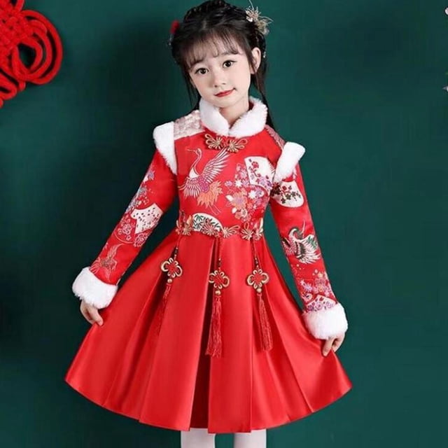 Vestido tradicional chino suave Fernando Año Nuevo 110CM vestido de niñas chinas