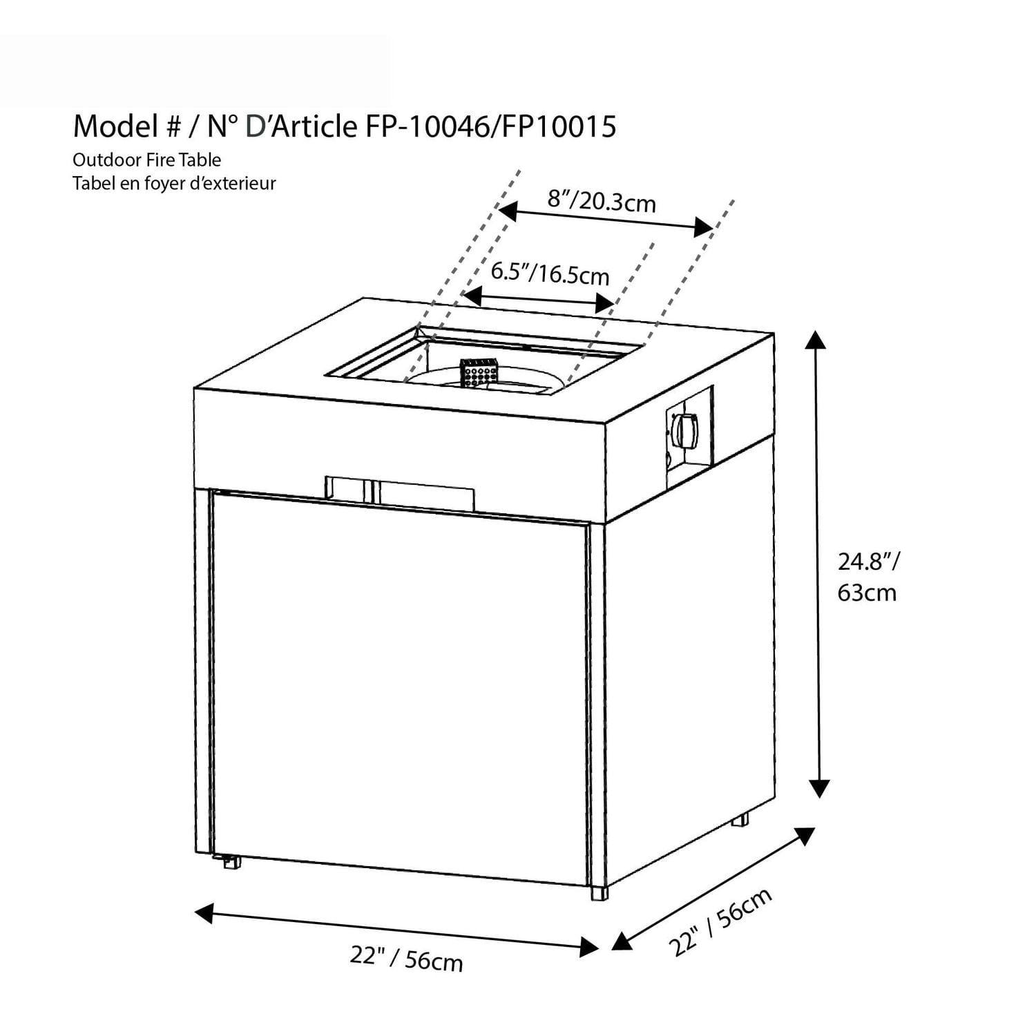 Pebble  Aluminum Propane Fire Pit Table